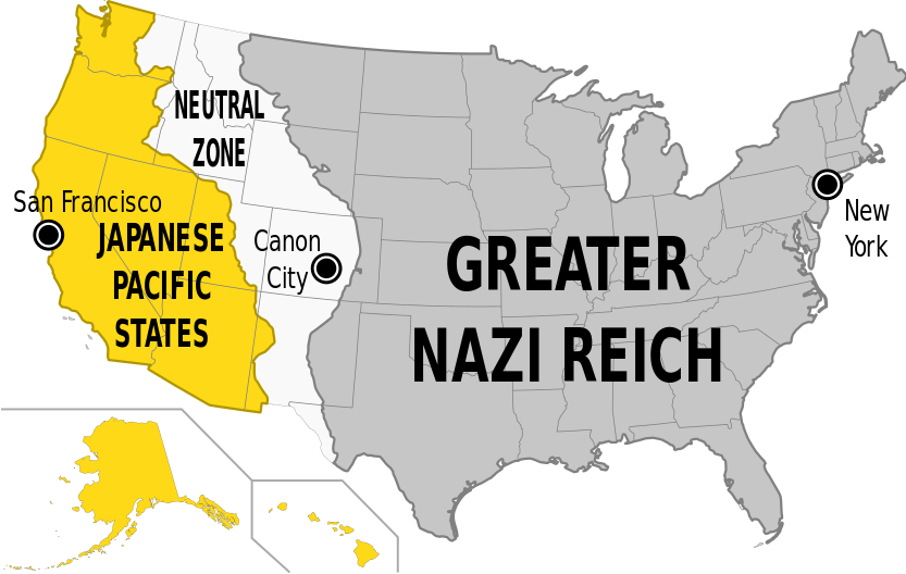 Hvad nu hvis Japan og Tyskland havde vundet 2. verdenskrig? Så  ville USA være opdelt i tre landområder. Japan besidder stillehavsstaterne med San Francisco som hovedstad. Tyskland har de østlige stater som territorium med New York City som hovedstad. Derudover er det en neutral zone, som ingen besidder men som er befolket af desertører, lovløse, opportunister og spioner. 

The Man in the High Castle refererer til en mand, som producerer film fra en parallel verden, hvor de allierede vandt krigen. Disse film starter en oprørsbevægelse, som får fatale konsekvenser for de implicerede parter. 